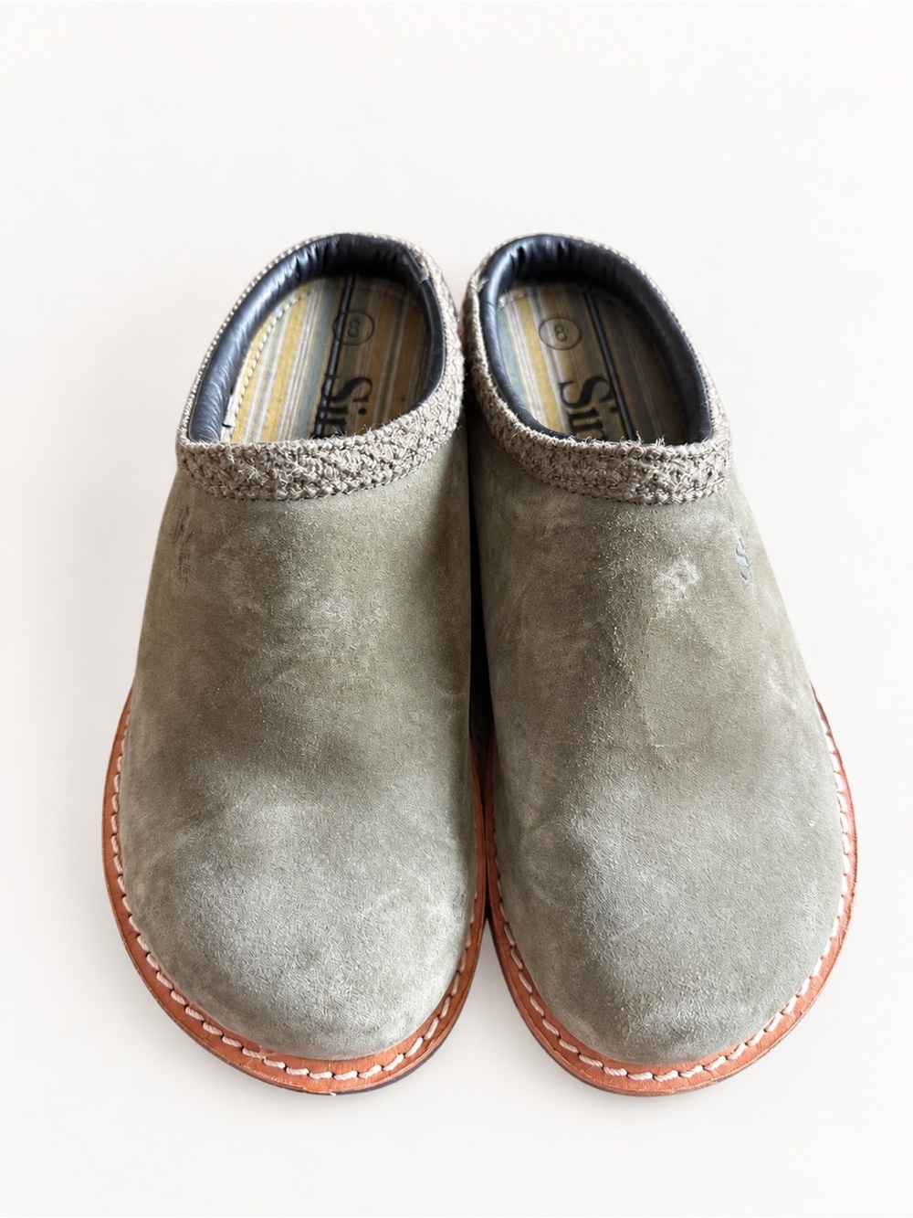 Simple Original Suede Clogs Olive Green Slip-On Mules Women’s Size 6 - Picture 2 of 4